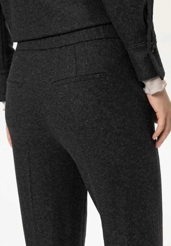 SPODNIE WEŁNIANE TYPU WIDE-LEG ANTRACYTOWE
