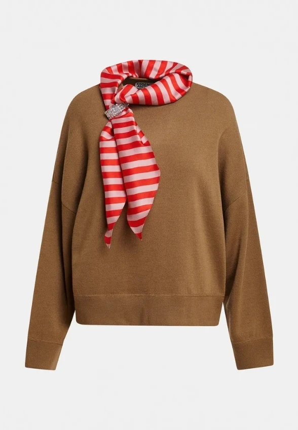 SWETER Z MIESZANKI WEŁNY KARMELOWY