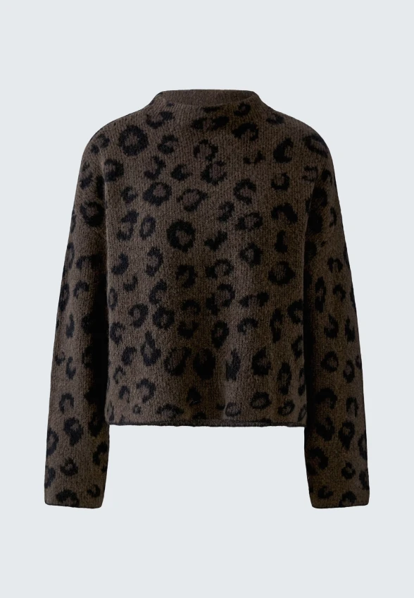 SWETER W PANTERKĘ CIEMNY BRĄZ