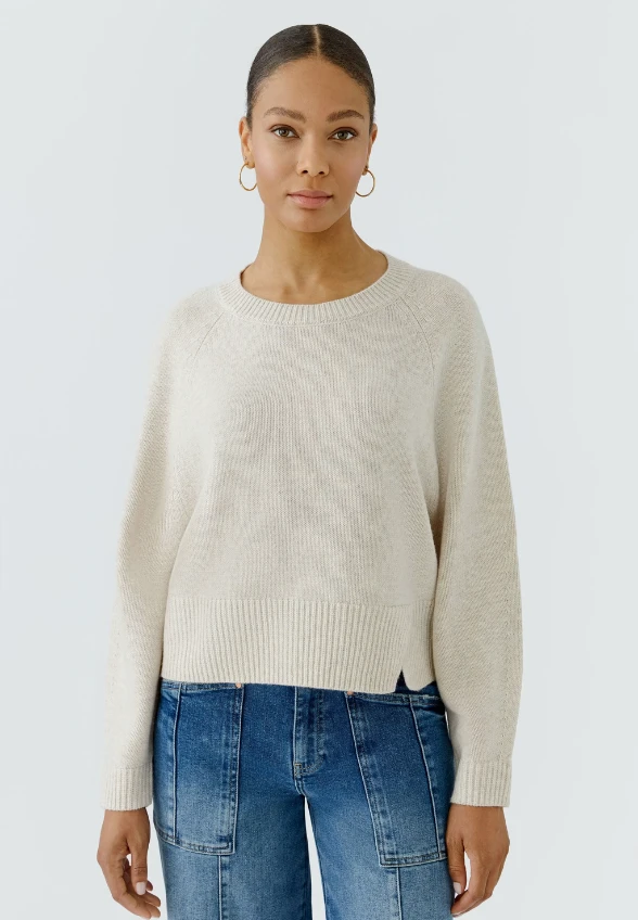 SWETER Z MIESZANKI WEŁNY I MODELU ÉCRU