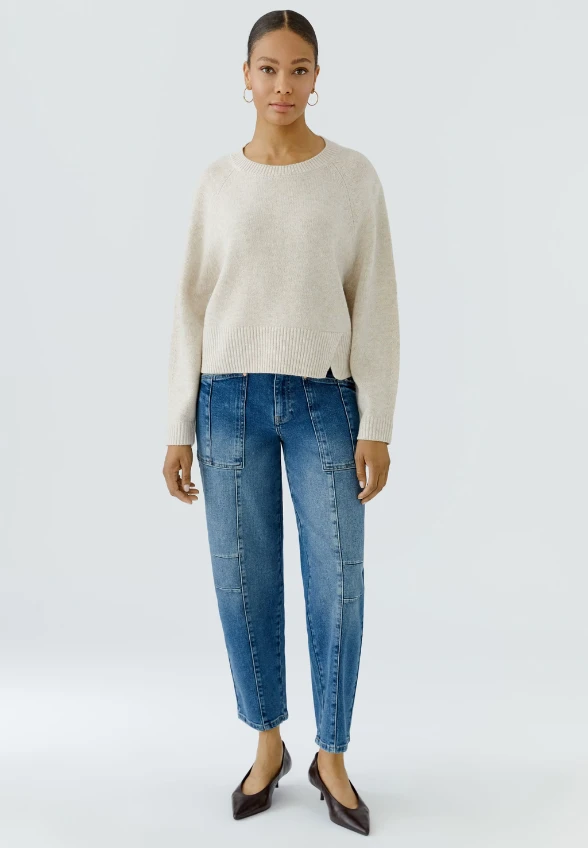SWETER Z MIESZANKI WEŁNY I MODELU ÉCRU