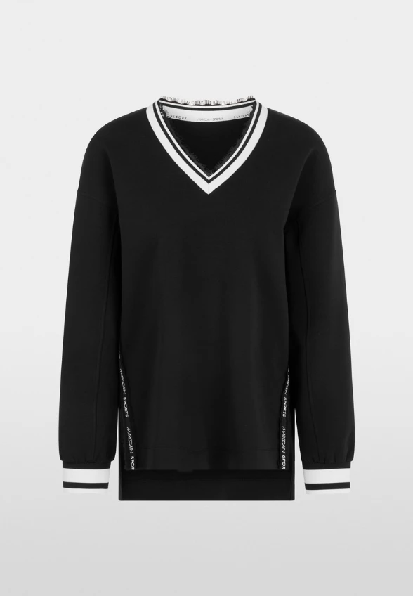 BLUZA Z KORONKOWYMI DETALAMI CZARNA
