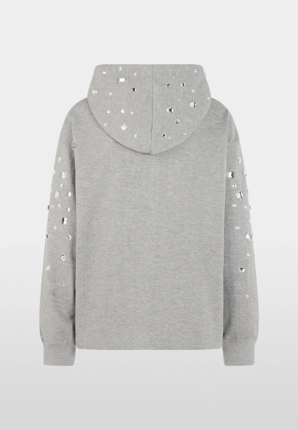 BLUZA BAWEŁNIANA Z KRYSZTAŁKAMI SZARA