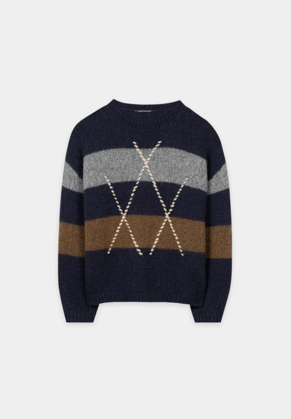 SWETER Z DOMIESZKĄ ALPAKI MULTI