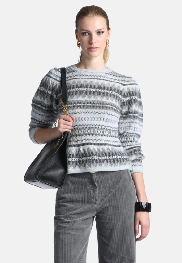 SWETER Z DODATKIEM WEŁNY I ALPAKI SZARY