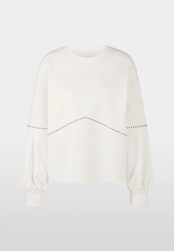 BLUZA BAWEŁNIANA Z ĆWIEKAMI BIAŁA