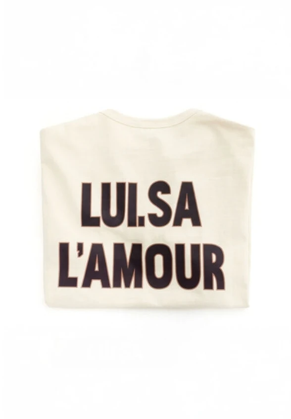 T-SHIRT YLAMOUR Z NADRUKIEM KREMOWY