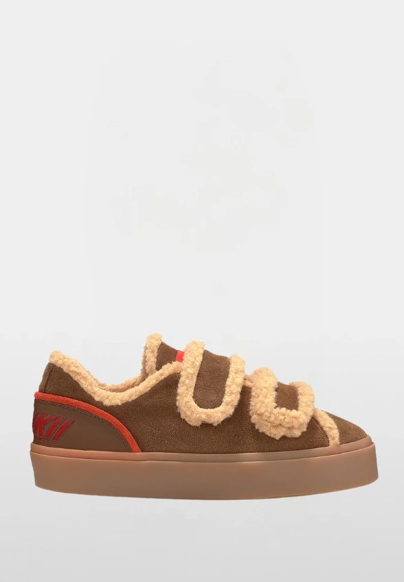 SNEAKERSY LILA SHEARLING LOW VELCRO BRĄZOWE