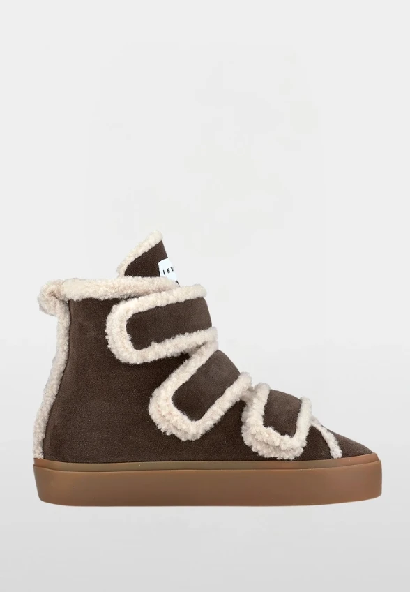 SNEAKERSY SHEARLING VELCRO WEDGE CIEMNY BRĄZ