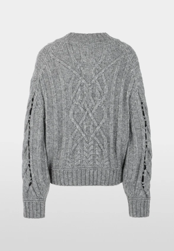 SWETER WEŁNIANY Z APLIKACJAMI SZARY