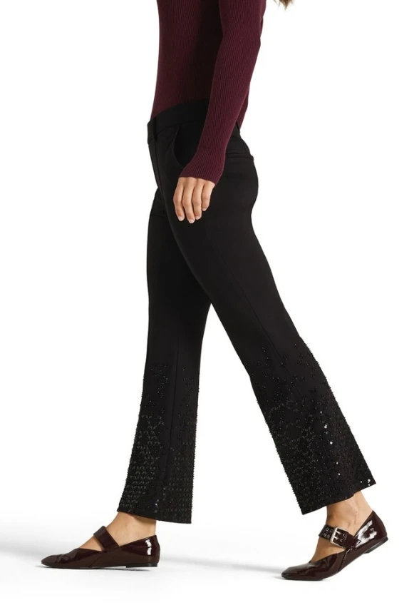 SPODNIE FRANCOISE CROPPED Z CEKINAMI CZARNE