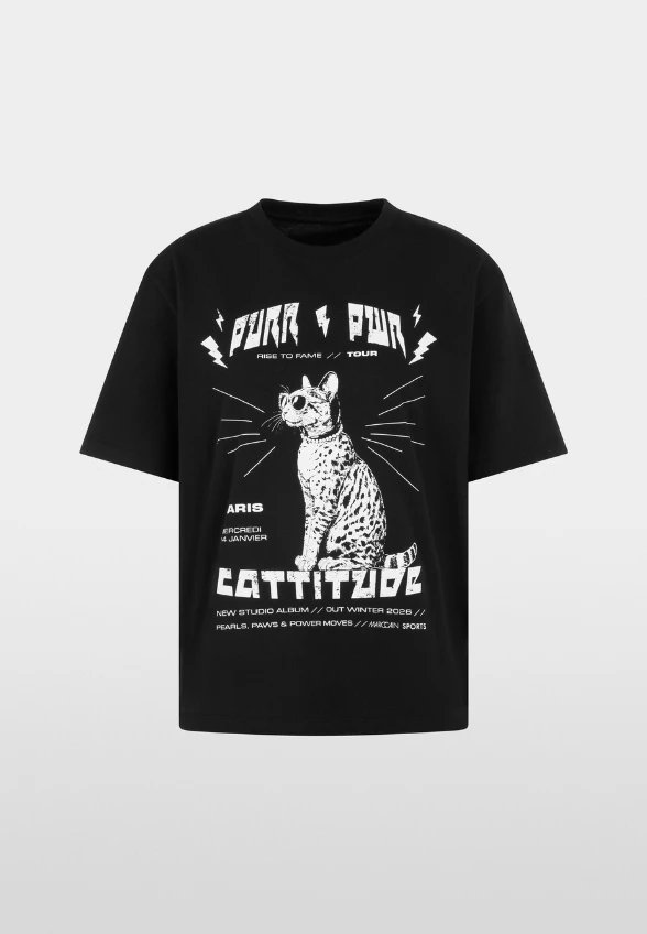 T-SHIRT Z MOTYWEM FESTIWALOWYM CZARNY