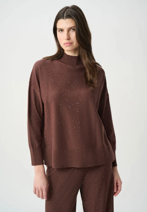 SWETER Z GOLFEM MAHONIOWY