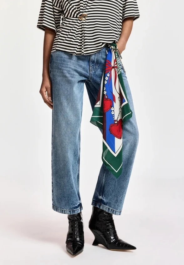SPODNIE JEANSOWE STRAIGHT-LEG NIEBIESKIE