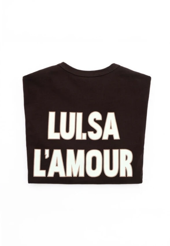 T-SHIRT YLAMOUR Z NADRUKIEM BRĄZOWY