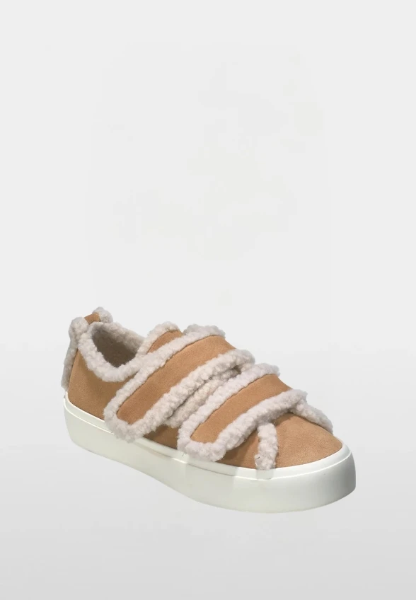 SNEAKERSY SHEARLING LOW VELCRO BEŻOWE