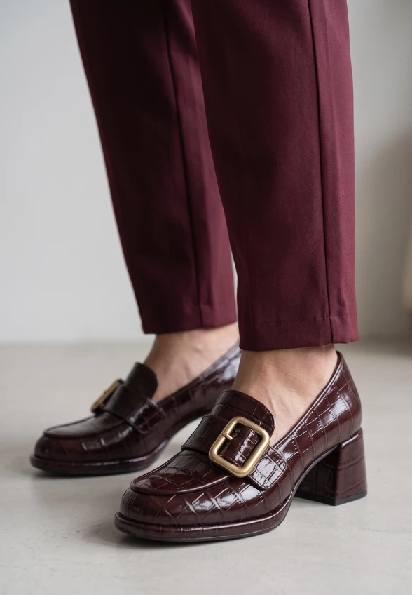LOAFERSY NA OBCASIE EMILIA TACON FARRADO BURGUNDOWE