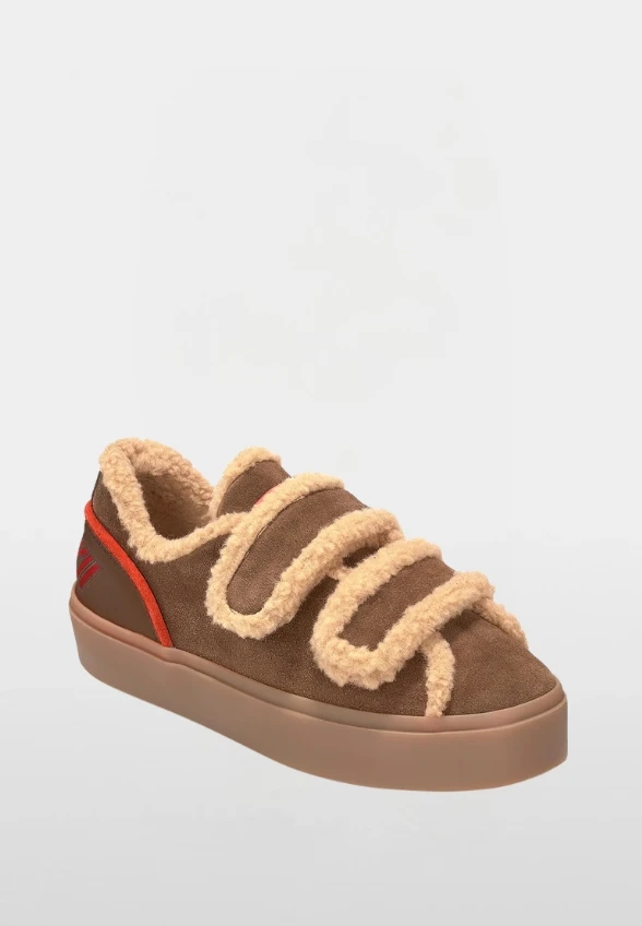 SNEAKERSY LILA SHEARLING LOW VELCRO BRĄZOWE