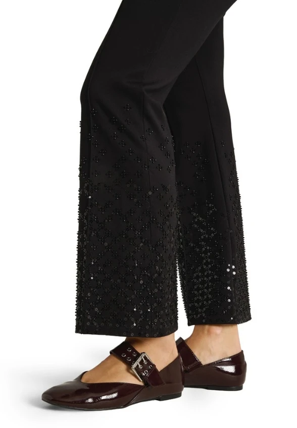 SPODNIE FRANCOISE CROPPED Z CEKINAMI CZARNE