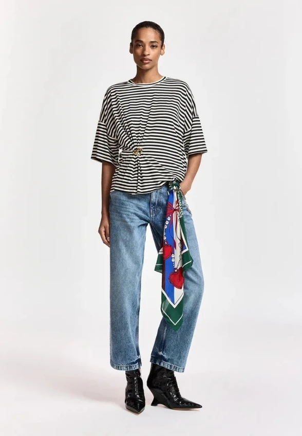 SPODNIE JEANSOWE STRAIGHT-LEG NIEBIESKIE