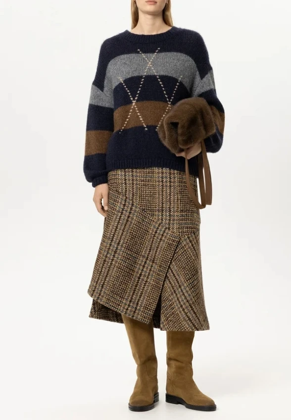 SWETER Z DOMIESZKĄ ALPAKI MULTI