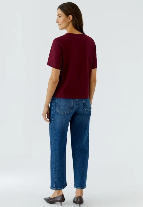 T-SHIRT Z NADRUKIEM BURGUNDOWY