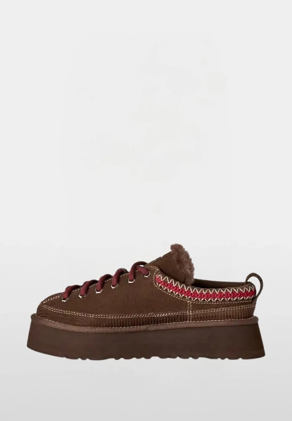 MULE HERITAGE LACE-UP SLIPPER GORZKA CZEKOLADA