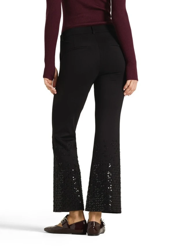 SPODNIE FRANCOISE CROPPED Z CEKINAMI CZARNE