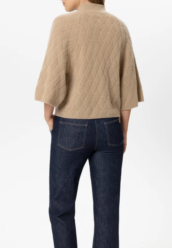 SWETER TYPU PONCZO Z KASZMIREM BEŻOWY