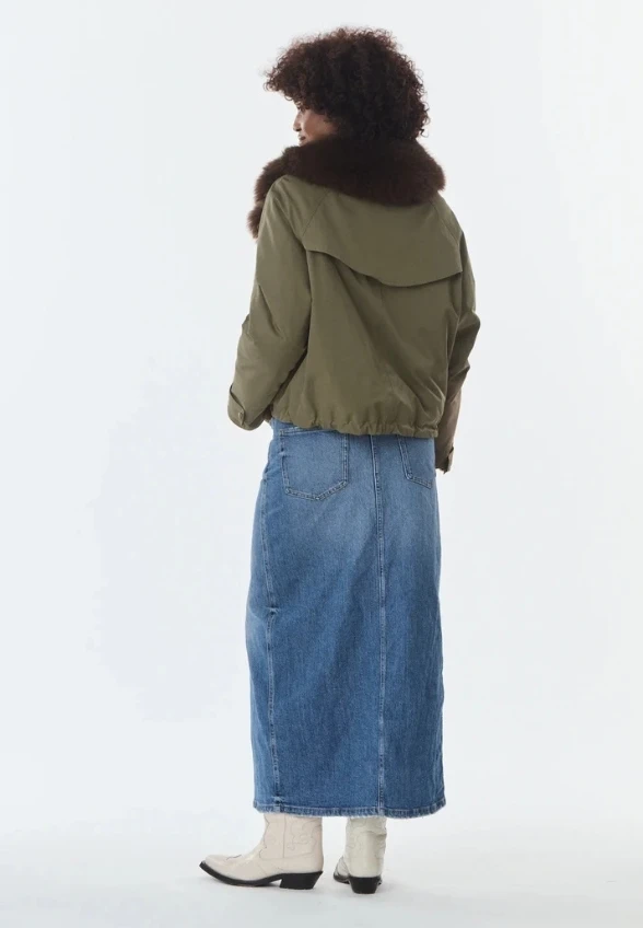 KURTKA ERIN Z KOŁNIERZEM ZE SZTUCZNEGO FUTRA KHAKI
