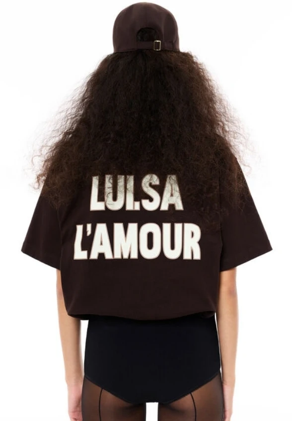 T-SHIRT YLAMOUR Z NADRUKIEM BRĄZOWY