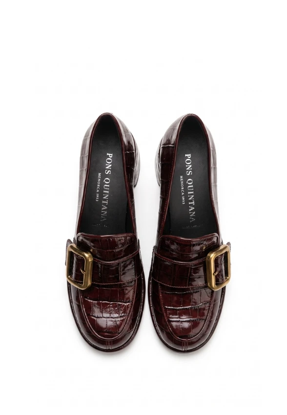 LOAFERSY NA OBCASIE EMILIA TACON FARRADO BURGUNDOWE