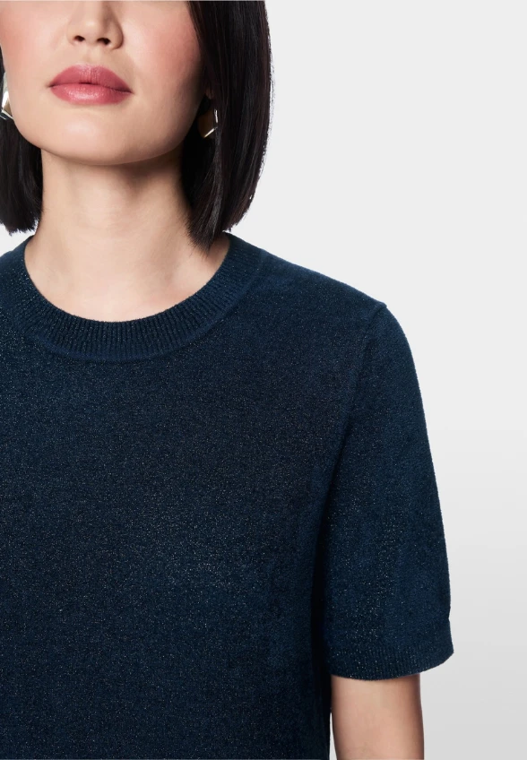 SWETER Z METALICZNYM WŁÓKNEM GRANATOWY