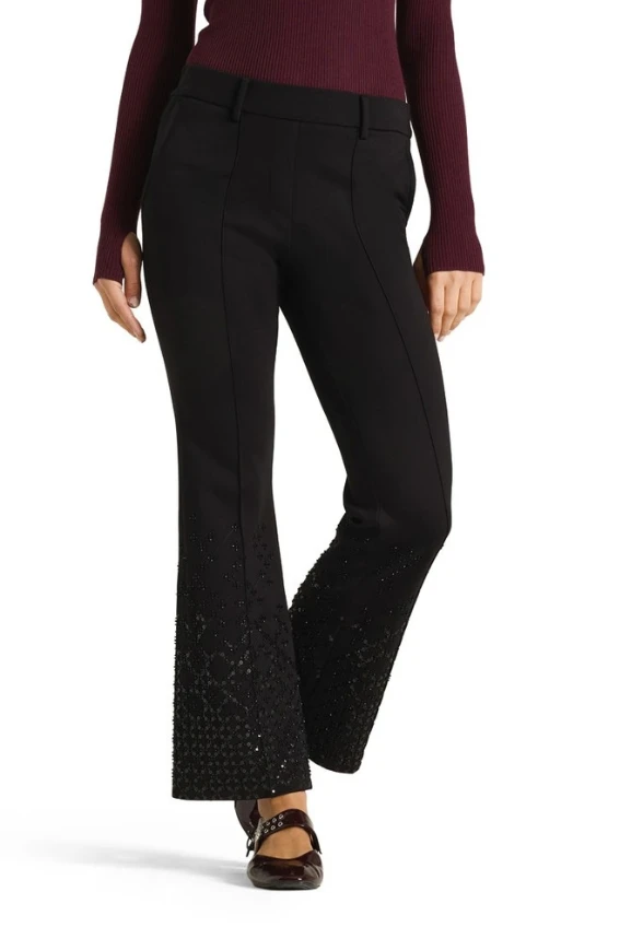 SPODNIE FRANCOISE CROPPED Z CEKINAMI CZARNE
