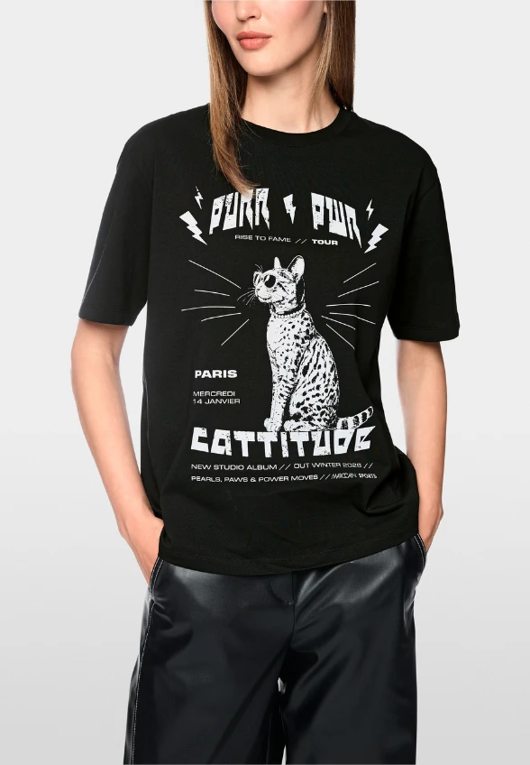 T-SHIRT Z MOTYWEM FESTIWALOWYM CZARNY
