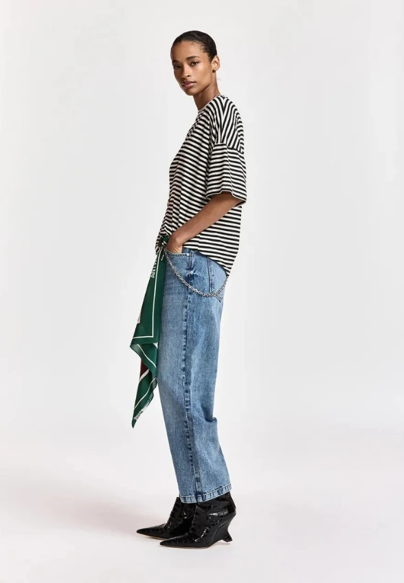 SPODNIE JEANSOWE STRAIGHT-LEG NIEBIESKIE