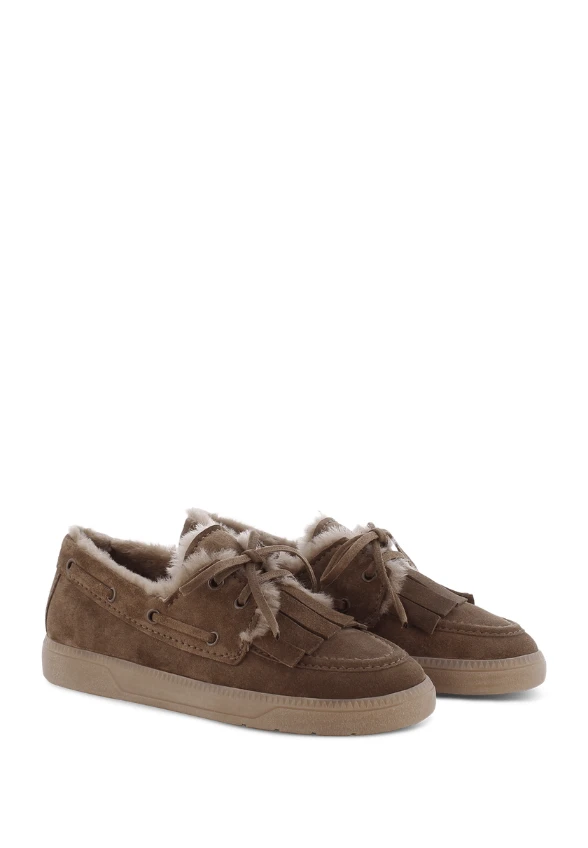 SNEAKERSY POP Z ZAMSZOWEJ SKÓRY BRĄZOWE