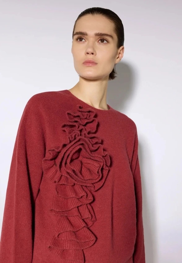 SWETER Z WEŁNY I KASZMIRU CZERWONY