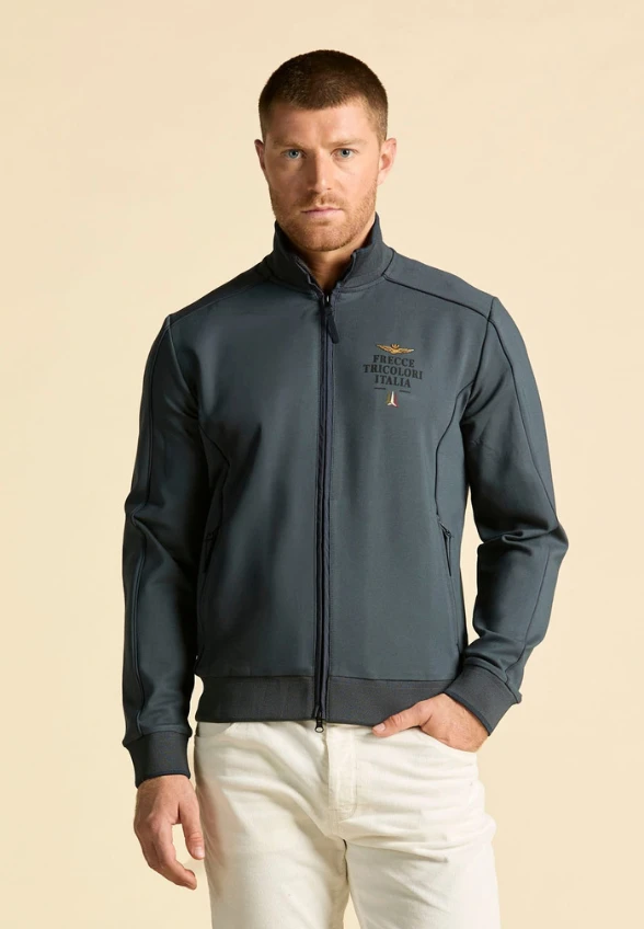 BLUZA MĘSKA Z DZIANINY WISKOZOWEJ NIEBIESKA