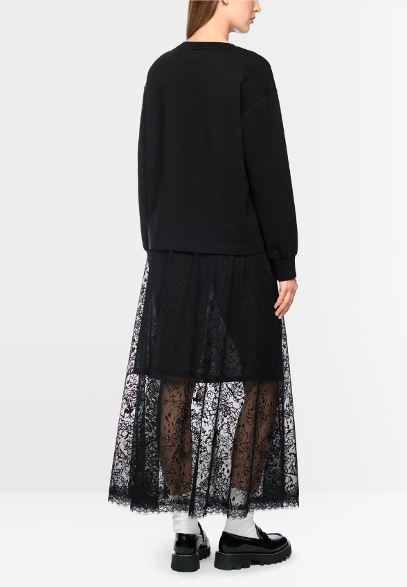 BLUZA Z MOTYWEM KOTA CZARNA