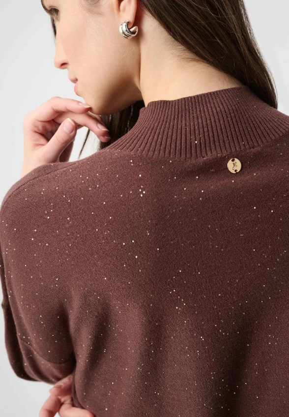 SWETER Z GOLFEM MAHONIOWY