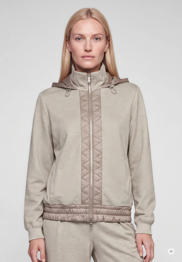 BLUZA WISKOZOWA ZAPINANA Z KAPTUREM TAUPE