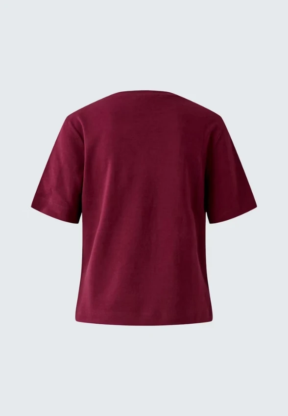 T-SHIRT Z NADRUKIEM BURGUNDOWY