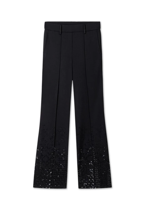 SPODNIE FRANCOISE CROPPED Z CEKINAMI CZARNE