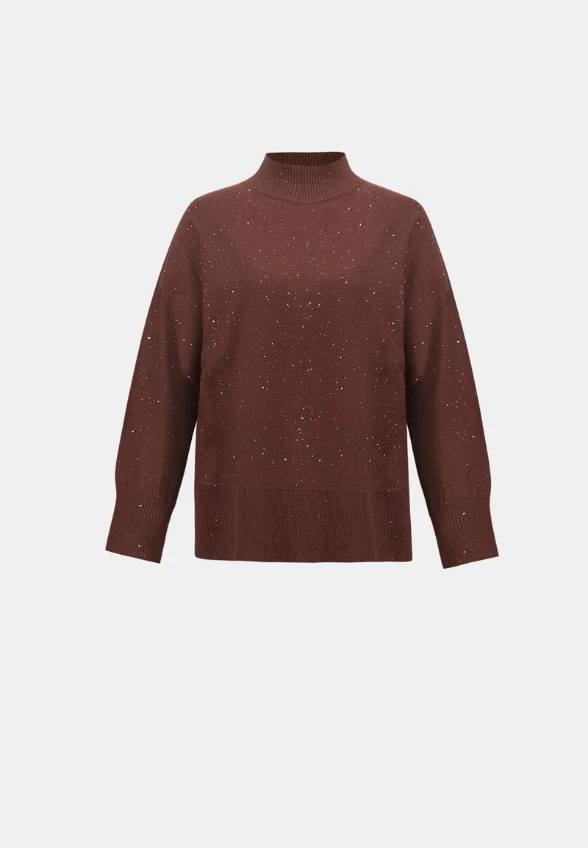 SWETER Z GOLFEM MAHONIOWY
