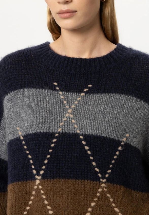 SWETER Z DOMIESZKĄ ALPAKI MULTI