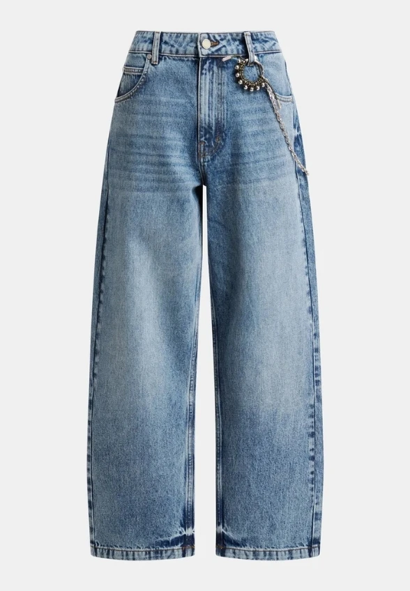 SPODNIE JEANSOWE STRAIGHT-LEG NIEBIESKIE