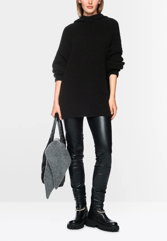 SWETER OVERSIZE Z KAPTUREM CZARNY