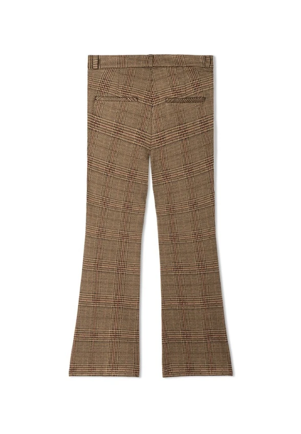 SPODNIE FLEUR CROPPED W PEPITKĘ BEŻOWO-BRĄZOWE