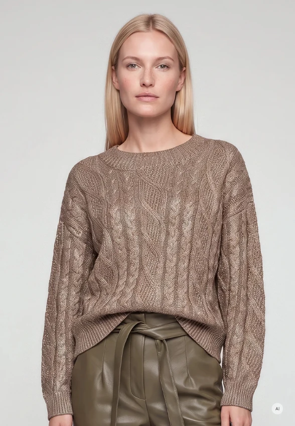 SWETER Z MIESZANKI BAWEŁNY BEŻOWY